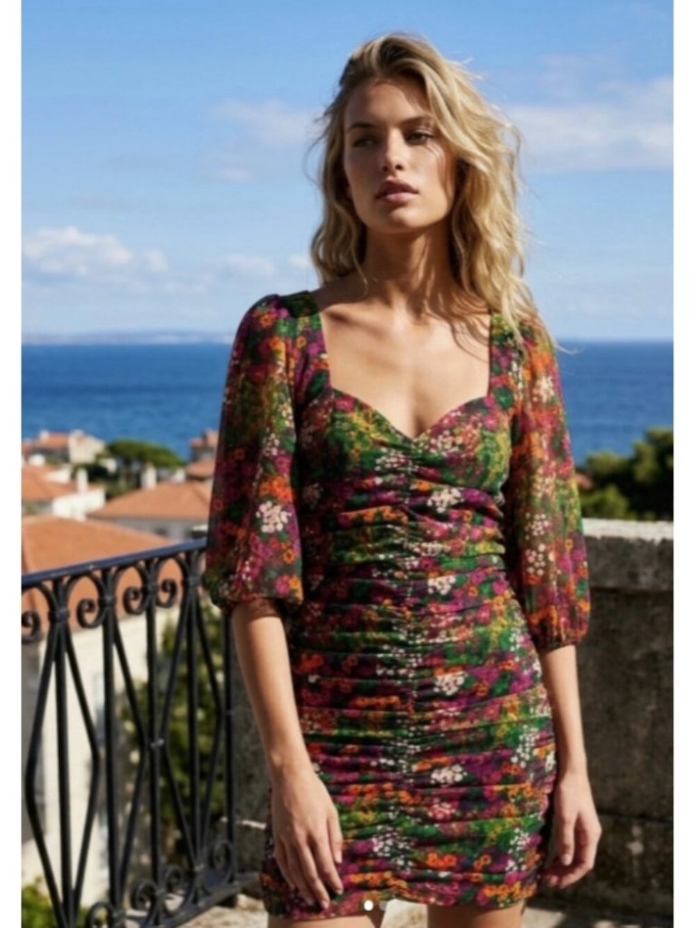 Desigual Floral Bodycon Gathered Dress ( M )